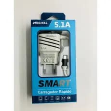 Carregador Turbo V8 5.1A Smart / Carregador Turbo 3.1A Tipo-C