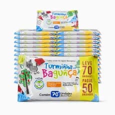 Kit 10 Toalhas Umedecidas Turminha da Bagunça 70 Folhas 98% Água Lenço Umedecido