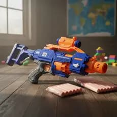 Lançador de Dardos Semiautomático Azul Tambor 20 Dardos Alvo Coronha Removível Tambor Giratório tipo Nerf