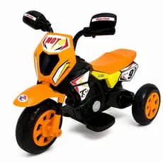 Moto Elétrica Infantil Cross 6V Laranja Farol LED Música Frente Ré Até 30kg Motinha