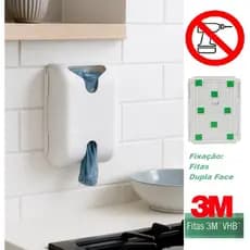 Puxa Saco Branco Dispenser Sacolas Fixação 3M
