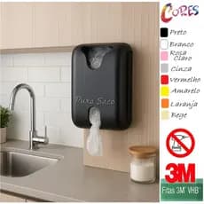 Organizador Dispenser de Sacolas Plásticas Puxa Saco Dupla Face 3M Cores