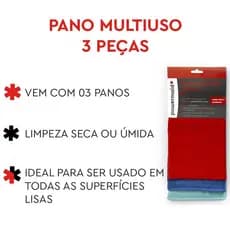 PANO MICROFIBRA 30X30 3 PEÇAS CORES SORTIDAS MULTI USO