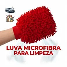 Luva de Microfibra Multiuso PowermAid Para Limpeza de Carro, Vidros e Móveis- Não Risca e Retém o Pó