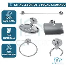 Kit Para Banheiro Acessórios 5 Peças Modelo 3 Anos Garantia