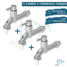 Kit 3 Torneira Tanque e Máquina de Lavar Jardim Lavanderia Área Externa