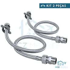 Engate Mangueira Flexível Trançado Aço Inox 40 e 60cm Quente Fria