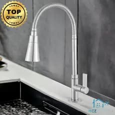 Torneira Gourmet Cozinha Bancada Pia Duplo Jato Cano Flexível Inox 1/4 de volta Cromada