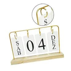 Calendário De Mesa Permanente Metal Decorativo MDF