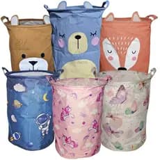 Cesto Organizador Infantil Dobrável Com Alça Impermeável Estampas Fofas Para Brinquedos e Roupas