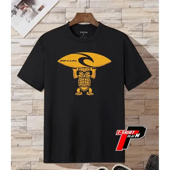 Camiseta Masculina Rip Curl Tropical Tiki De Alta Qualidade Com Logotipo De Prancha De Surf Estampado Praia Casual Manga