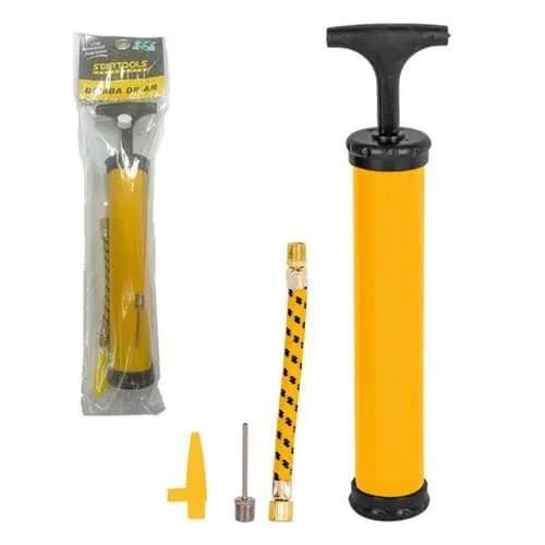 Bomba De Ar Manual 24cm Inflador Portatil Facil Uso Alta Pressao Compacta Bocal Universal