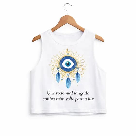 Cropped Regata Feminino Olho Grego Proteção Contra Inveja  Camiseta Mística Espiritual estilo regata verão personalizada