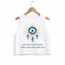 Cropped Regata Feminino Olho Grego Proteção Contra Inveja  Camiseta Mística Espiritual estilo regata verão personalizada