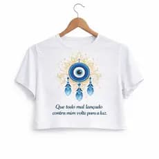 Cropped Feminino Olho Grego Proteção Contra o Mal | Estampa Esotérica cropped verao estampa personalizada
