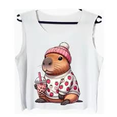 Regata cropped regatinha capivara fofa estilo fitness moda academia casual verão camiseta feminina fresquinha
