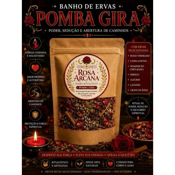 Banho Pomba Gira Ervas Ritualísticas Amor Próprio Sedução e Magnetismo