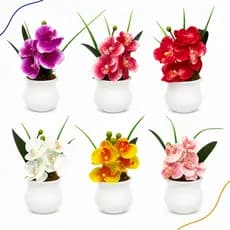 Mini Arranjo Orquídea Artificial Vaso Nicho Mesa Enfeite Sala