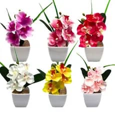 KIT 6 Arranjos Orquidea Artificial Cetim Enfeite Colorido