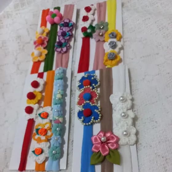 Kit 03 faixinhas de cabelo flores RN faixinhas bebê recém nascido tiaras bebê acessórios de cabelo infantil
