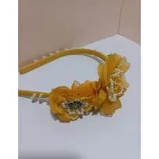 tiaras infantis menina flor de organza amarelo queimado festa aniversário