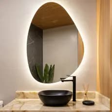 Espelho Orgânico com LED À PILHA ou FONTE Decorativo Design Moderno, Banheiro, Lavabo, Sala, Espaço Gourmet