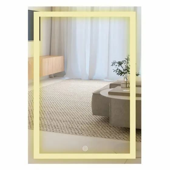 Espelho Jateado 60X40cm com 3 TONS DE LED  e Touch Screen FONTE SLIN, camarim, decoração