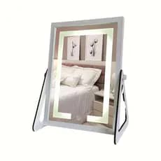 Espelho Maquiagem Grande de Mesa Portátil Com Led e Botão Touch 32x45cm Camarim