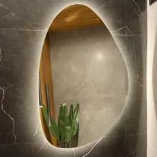 Espelho Orgânico Grande 90x58cm Lapidado com LED À PILHA ou FONTE Decorativo