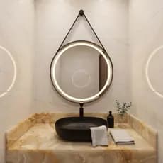 Espelho Adnet Jateado 3 TONS DE LED Botão Touch + Pendurador, Fonte Slin Decorativo Várias Medidas