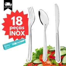 Talheres Jogo 18  -6 Garfos +6 Facas +6 Colheres Aço Inox Talher Restaurante Casa Cozinha Louça
