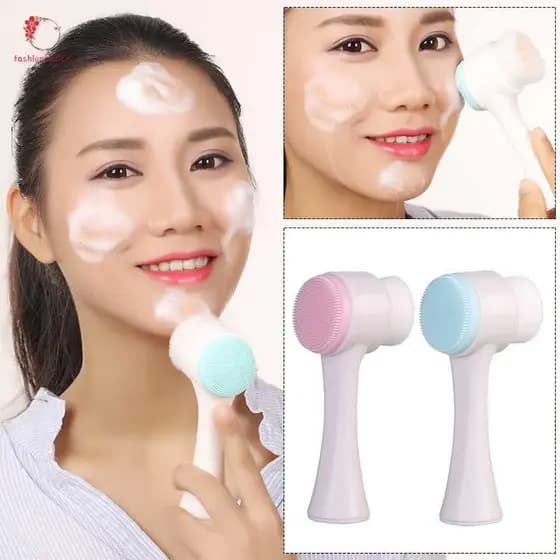 Escova de Limpeza Multifuncional Dupla Face em Silicone / Limpador Facial / Escova Portátil 3D(cor Aleatoria)