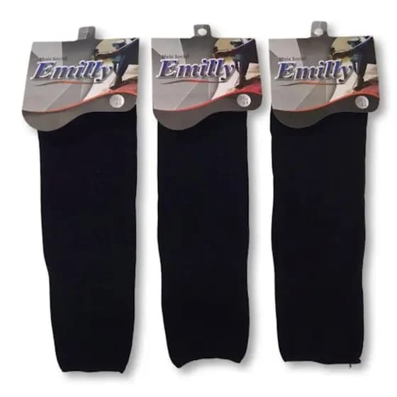 Kit Meia Social Masculina Emily Cano Longo Preta Confortável Poliamida  3 6 9 12 Pares 38 ao 44