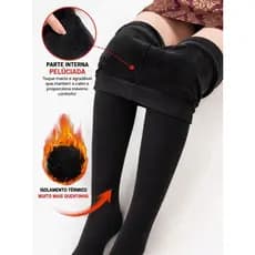 Meia Calça Térmica Peluciada Feminina Inverno Grossa sem Pé Flanelada Quentinha M/G G/GG