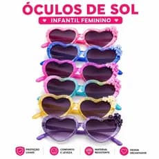 Óculos de Sol Infantil Coração Menina Kids UV400 Proteção Solar Criança Feminino