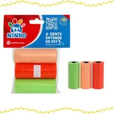 Kit 6 Saquinhos Cata Caca Refil Higiênico Resistente Ideal Para Passeio Cães e Gatos