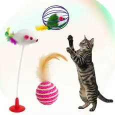 Kit 3 Brinquedos Interativos para Gatos Pet Diversão Caça Bem-Estar