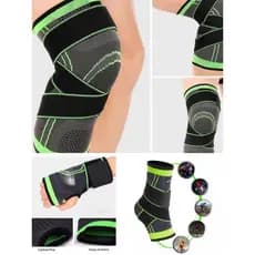 Kit Joelheira, Munhequeira e Tornozeleira Esportiva Ajustável Ortopédica Compressão Musculação Crossfit 3 Peças