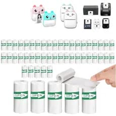 kit 30 Bobina Rolo Etiqueta Térmica Adesiva 57x30mm Branco Rolo Para Mini Impressora Portátil
