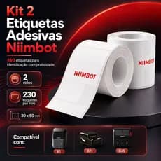 Kit 2 Rolos Etiqueta Térmica Adesiva Niimbot 50x30 460 Etiquetas Compatível B1 B21 B3S Papel Envio