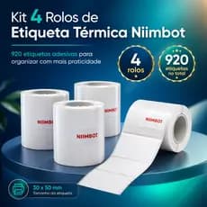 Kit 4 Rolos Etiquetas Térmicas Adesivas Niimbot Papel Branco 30x50 compatível B21 B3S B1 Envio Sku
