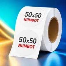 1 Rolo Etiqueta Redonda Niimbot 50x50mm Térmica Adesiva Branca Para B1 B21 B3S Impressora QR Loja Casa
