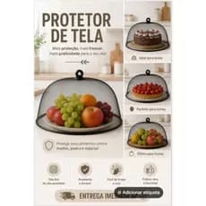 Protetor de Alimentos Tela Cobre Bolo Frutas Pratos Anti Mosca Anti Insetos Tampa Protetora de Mesa Grande 35cm