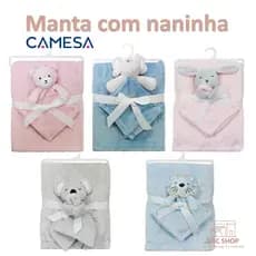 Kit Manta Com Naninha Flanelado 240g/m² Cobertor Camesa