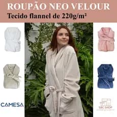 Roupão Unissex Flanel Comprido Premium Neo Velour Adulto Feminino Masculino Inverno Microfibra