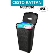 Cesto Para Roupas Roupeiro Organizador Rattan 45 Litros