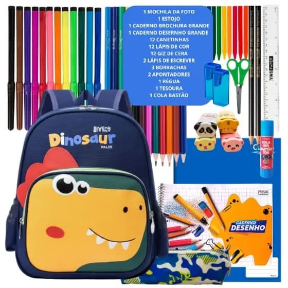 Kit Mochila com Material Escolar Infantil Completo Mochila Escolar Criança Material Estojo Escolar