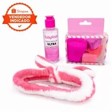 Kit Skincare Completo Faixa De Cabelo Água Micelar 3 Esponjas e Escova Facial Silicone