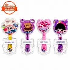 Escova Infantil Desembaraçante Glitter Líquido Portátil | Escova Mágica Cabelo Infantil Feminina