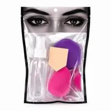 Kit Esponjas de Maquiagem com Spray Fixador Aplicação Profissional Base Corretivo